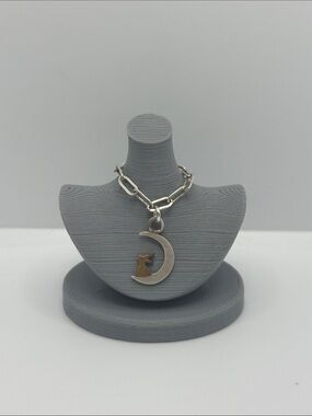 Silver Moon and Gold Rabbit Pendant Necklace - 1:6 scale Barbie jewelry
